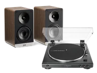 Zestawy stereo - Audio-Technica AT-LP60X (czarny) + Connex (orzech) - miniaturka - grafika 1