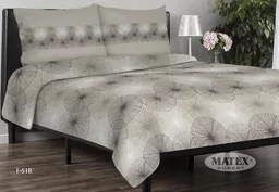 Matex Pościel flanelowa 140x200 Flanela szara beżowa rozety - Pościel - miniaturka - grafika 1