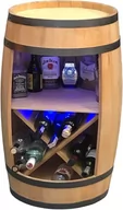 Kredensy - Drewniana beczka barek z półką na wino i oświetleniem LED RGB – 80cm - miniaturka - grafika 1