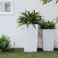 Pozostałe narzędzia ogrodowe - vidaXL Donica z pojemnikiem wewnętrznym, biała, 21/49 L, rattan PP - miniaturka - grafika 1
