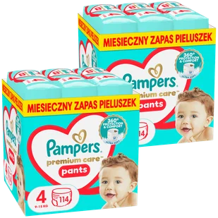 Zestaw Pampers Premium Care Pants, pieluchomajtki, rozmiar 4, 9-15 kg, 2 x 114 sztuk - Pieluchy - miniaturka - grafika 1