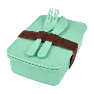 LunchBox ze sztućcami Zielony 16 x 11 x 5cm - Zdrowa żywność - miniaturka - grafika 1