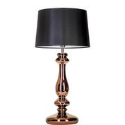 Lampy stojące - 4concepts Stojąca LAMPKA biurkowa VERSAILLES L204261247 abażurowa LAMPA stołowa okrągła miedź czarna - miniaturka - grafika 1