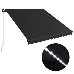 vidaXL Ręcznie zwijana markiza z LED, 300 x 250 cm, antracytowa vidaXL - Markizy - miniaturka - grafika 1