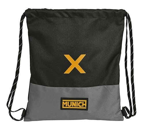 MUNICH MOONLESS duży plecak z płaskim workiem, plecak dla dzieci w różnym wieku, wygodny i wszechstronny, jakość i wytrzymałość, 35 x 40 cm, kolor, Czarny/Szary, Estándar, Casual