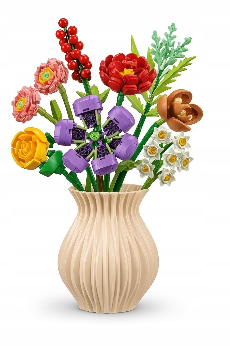 Klocki konstrukcyjne KOLOROWE KWIATY w wazonie 756 el. 109-8