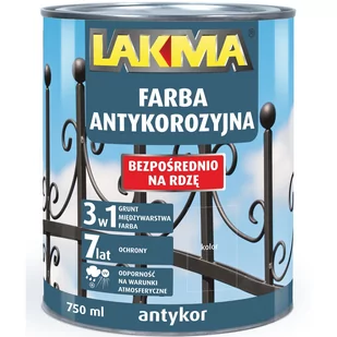 Farba antykorozyjna Antykor Lakma czarny 0,75l - Farby do metalu - miniaturka - grafika 1