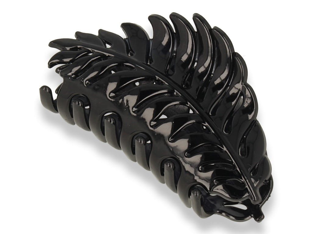 Orientana, Klamra spinka do włosów podwójna listek czarna