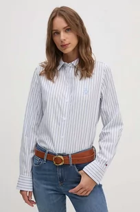 Tommy Hilfiger koszula bawełniana damska kolor niebieski regular z kołnierzykiem klasycznym WW0WW42274 - Koszule damskie - miniaturka - grafika 1