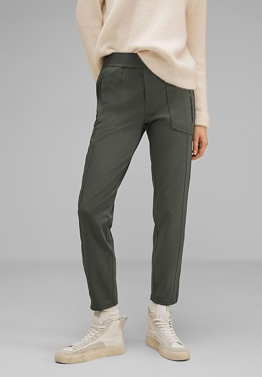 STREET ONE SPODNIE CASUAL Z KIESZENIAMI KHAKI PROSTE 42/28 6EA