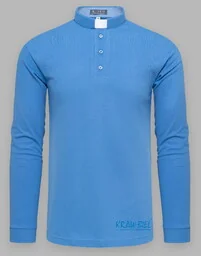 Koszula kapłańska POLO z koloratką - długi rękaw, błękitna - Szaty liturgiczne - miniaturka - grafika 1