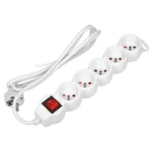 Przedłużacze i rozgałęźniki - HBF Pięciokrotny 3 Metry Biały Wyłącznik - miniaturka - grafika 1