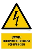 Tablice BHP - HA020 UWAGA OGRODZENIE ELEKTRYCZNE POD NAPIĘCIEM, FN - FOLIA SAMOPRZYLEPNA; (150X225MM) - miniaturka - grafika 1