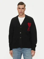 Swetry męskie - AMI PARIS Kardigan BFUKC006.018 Czarny Regular Fit - miniaturka - grafika 1