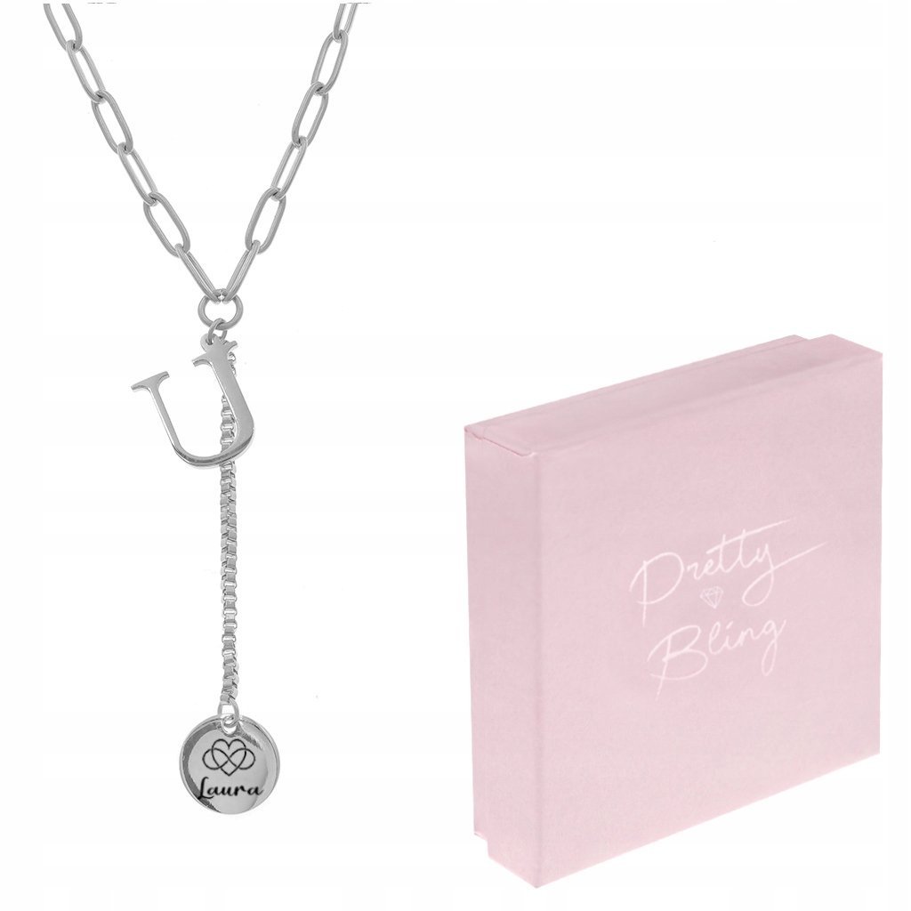 Naszyjnik celebrytka srebrna LITERKA U + GRAWER