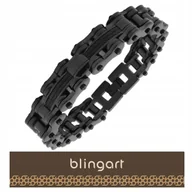 Bransolety męskie - BLINGART Męska bransoletka łańcuch motocyklowy MOTO CHAIN czarna STAL 316L - miniaturka - grafika 1