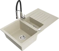Zlewozmywaki z baterią - Mexen Matias zlewozmywak granitowy 1,5-komorowy z ociekaczem i baterią kuchenną Aster, beżowy - 6502-69-73450-07 - miniaturka - grafika 1