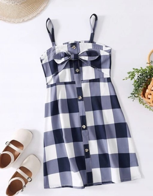 SHEIN OŁÓWKOWA SUKIENKA W KRATKĘ MINI 140 V3P