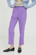 Spodnie damskie - Sisley spodnie damskie kolor fioletowy proste high waist - miniaturka - grafika 1