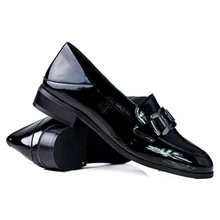 Klasyczne mokasyny damskie z łańcuszkiem Vinceza czarne - Mokasyny damskie - miniaturka - grafika 1