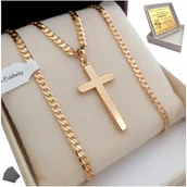 Biżuteria dla dzieci - ZŁOTY ŁAŃCUSZEK PANCERKA+KRZYŻYK KLASYCZNY GRAWER - miniaturka - grafika 1