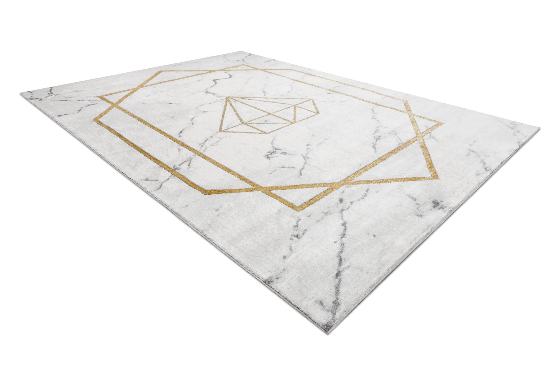 Dywan EMERALD ekskluzywny 1019 glamour, stylowy diament, marmur krem / złoty beżowy 80x150 cm