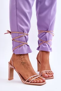 Sandały Eleganckie Wiązane Dżety Nude Nessy - Zazoo - Sandały damskie - miniaturka - grafika 1