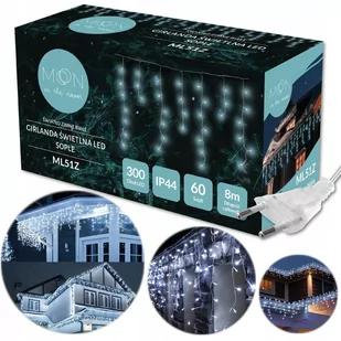 Lampki Zewnętrzne Sople Zimna Girlanda 8M 300 Led - Lampy ogrodowe Lampki Zewnętrzne Sople Zimna Girlanda 8M 300 Led - Lampy ogrodowe - miniaturka - grafika 1