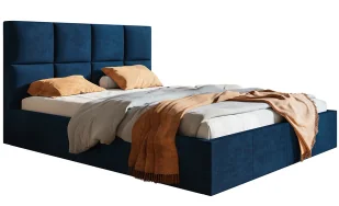 Granatowe tapicerowane łóżko 140x200 W7-D01 - Łóżka - miniaturka - grafika 1