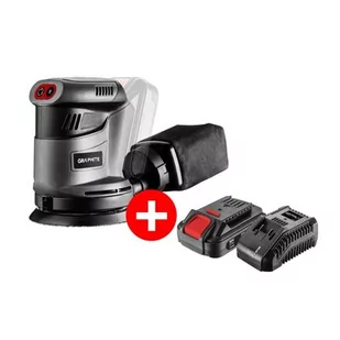 Szlifierka mimośrodowa GRAPHITE 58G014 Energy+ + Ładowarka GRAPHITE 58G002 + Akumulator GRAPHITE Energy+ 58G001 2.0Ah 18V  - Szlifierki i polerki - miniaturka - grafika 1
