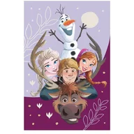 Koce i narzuty dla dzieci - Fioletowy koc dziecięcy z mikropluszu 100x150 cm Frozen Family – Jerry Fabrics - miniaturka - grafika 1