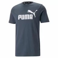 Koszulki sportowe męskie - Męski t-shirt z nadrukiem Puma ESS Logo Tee - granatowy - PUMA - miniaturka - grafika 1