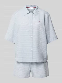 Bielizna nocna - Piżama z mieszanki lnu i bawełny ze wzorem w paski - grafika 1