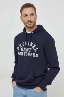 Gant bluza męska kolor granatowy z kapturem z nadrukiem - Bluzy męskie - miniaturka - grafika 1