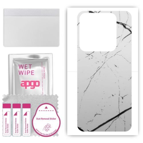 folia naklejka skórka strukturalna na TYŁ do Xiaomi 14 Pro - Marmur Biały - apgo SKINS