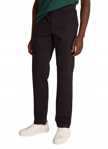 TOMMY HILFIGER SPODNIE MĘSKIE CHINOSY CZARNE NA ZAMEK 34/36 1J5D