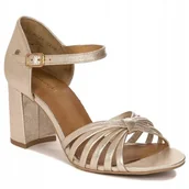 Sandały damskie - Maciejka Sandały damskie skórzane złote na słupku 06025-25 r.40 - miniaturka - grafika 1