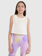 Koszulki dla dziewczynek - 4F Crop top oversize z nadrukiem dziewczęcy - biały 122 (6-7 lat) - miniaturka - grafika 1