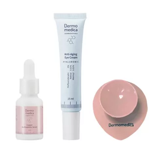 DermoMedica Zestaw Anti-Aging Eye 15ml + Copper Multipeptide Serum 15ml + Masażer - Zestawy kosmetyków damskich - miniaturka - grafika 1