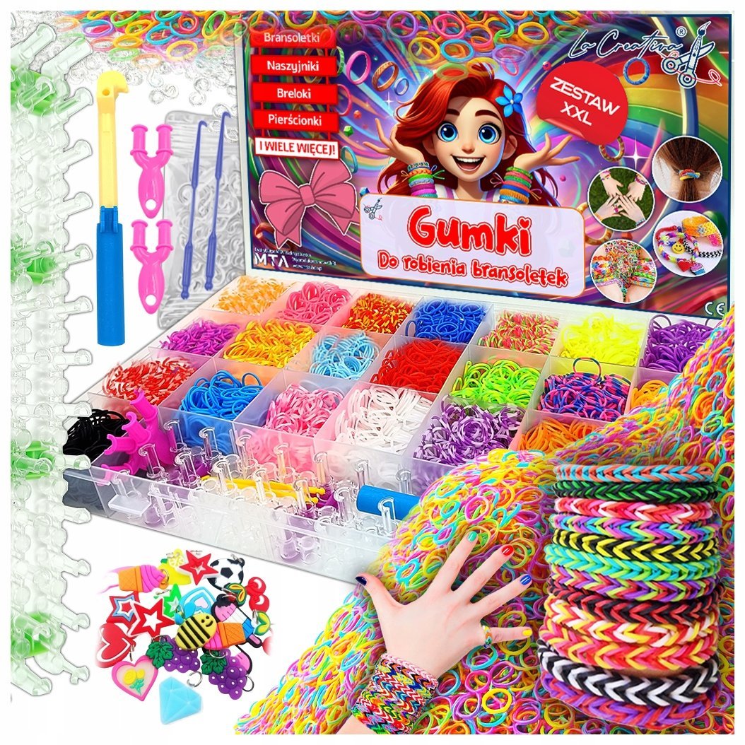 Gumki Gumka Do Robienia Bransoletek zestaw gumek 12000+ el XXL DLA DZIECKA