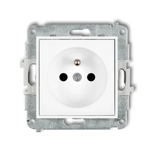 Karlik Gniazdo poj. z uziemieniem ICON - biały - Gniazdka elektryczne - miniaturka - grafika 1