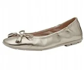 Baleriny - Tamaris Damskie Baleriny Złotev Skórzane 36 Jwi - miniaturka - grafika 1