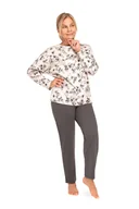 Piżamy damskie - PIŻAMA DAMSKA 2XL DŁUGI RĘKAW SPODNIE GRAFITOWA SZARA BAWEŁNIANA - miniaturka - grafika 1