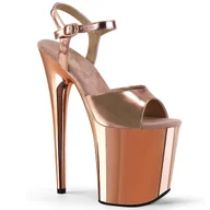 Sandały damskie - Sandały damskie Pleaser Flamingo-809 różowe złoto Met. Pu/różowe złoto chrom różowo-złoty Uk 6/eu 39/us 9 - miniaturka - grafika 1