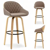 Taborety i hokery - Krzesło Barowe Z Obrotowym Siedziskiem Nr 72 Dąb Beżowy Eko Skóra - miniaturka - grafika 1