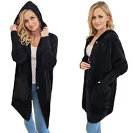 Płaszcze damskie - ALPAKI PŁASZCZ kurtka WEŁNA CZARNY oversize DŁUGI - miniaturka - grafika 1