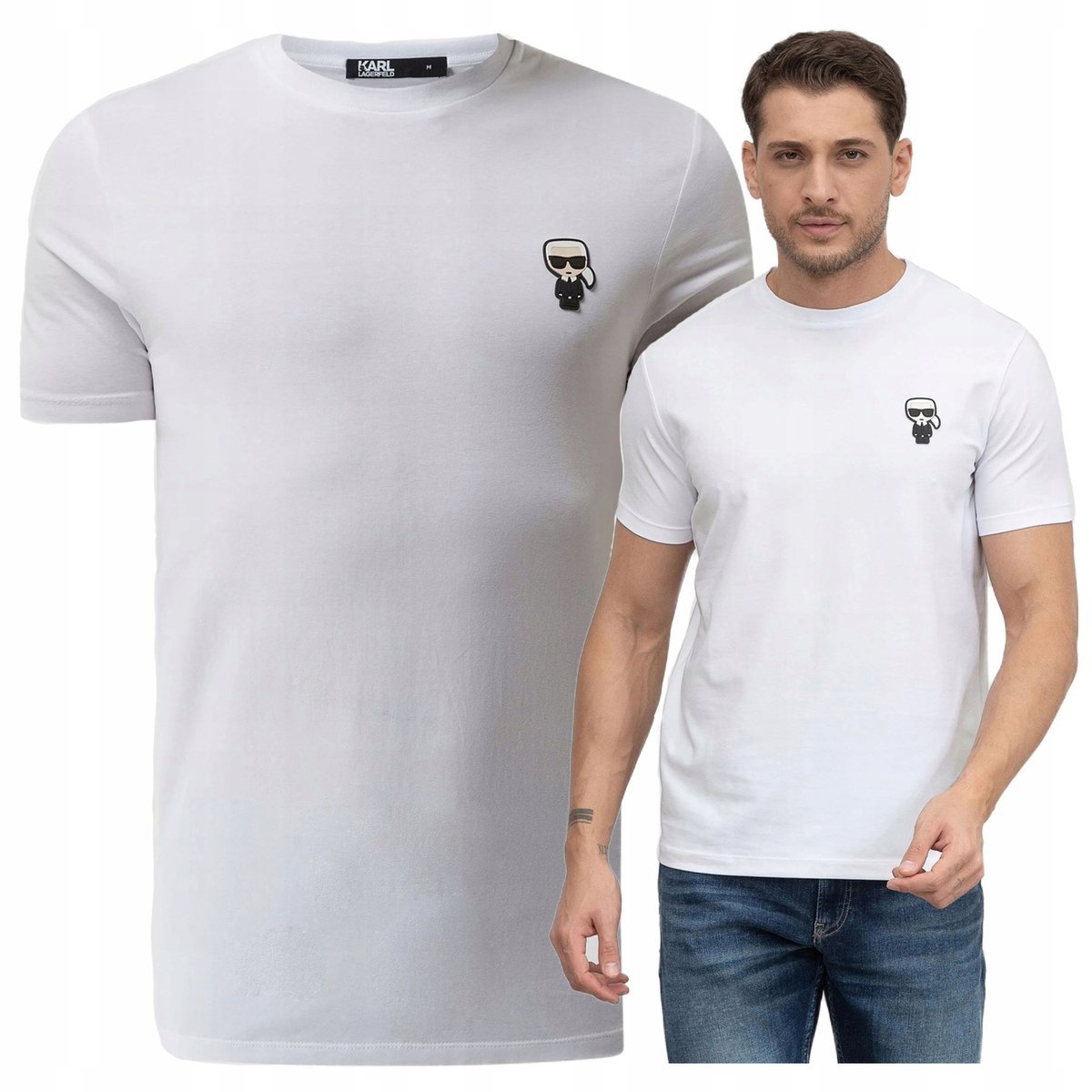 biala koszulka meska karl lagerfeld tshirt meski bialy bawelniany r.XXL