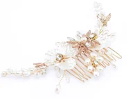 Ozdoby do włosów - OZDOBA DO WŁOSÓW grzebyk ŚLUBNA perełki BIAŁA ślub - miniaturka - grafika 1