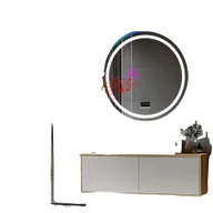Lustra - Lustro łazienkowe RGB, regulowane oświetlenie, zintegrowany głośnik Bluetooth, okrągłe 32x32 cale - miniaturka - grafika 1