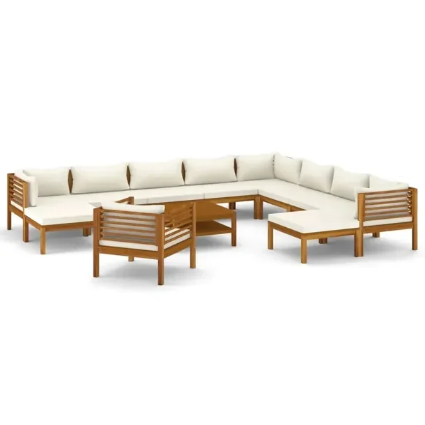 Zestaw Mebli Ogrodowych z Drewna Akacjowego, Stolik 65x65x35 cm, Sofy, Podn